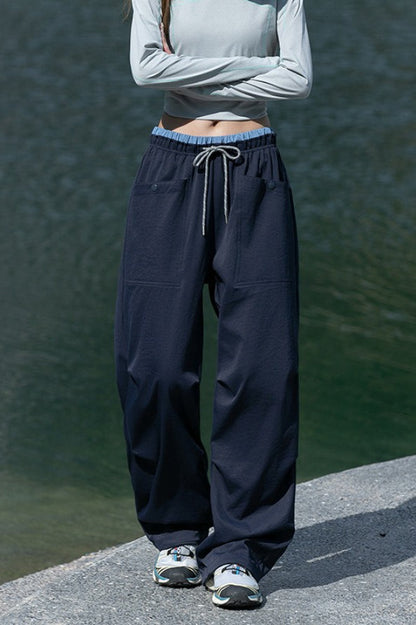 Quick Dry Cargo Wide Leg Cuffed Pants