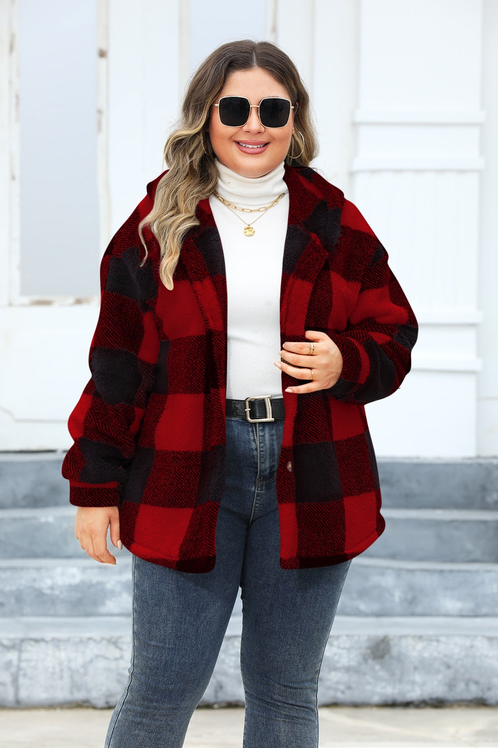 Isadora | Oversized checked hoodie with buttons