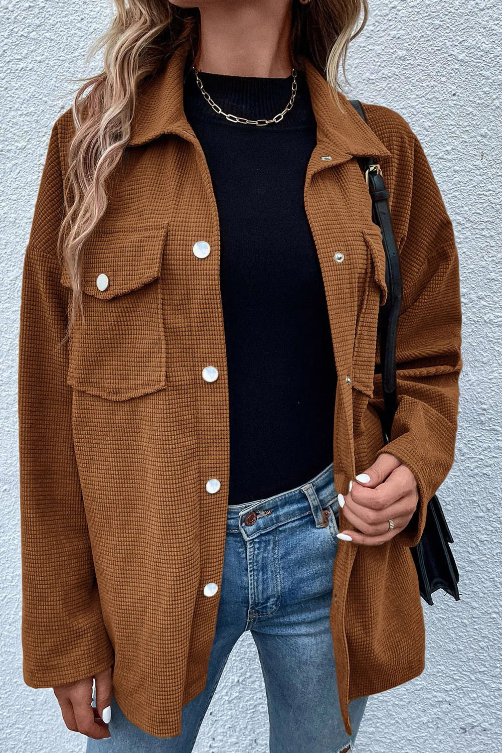 Jacqueline | Long sleeve jacket with pockets and snap buttons