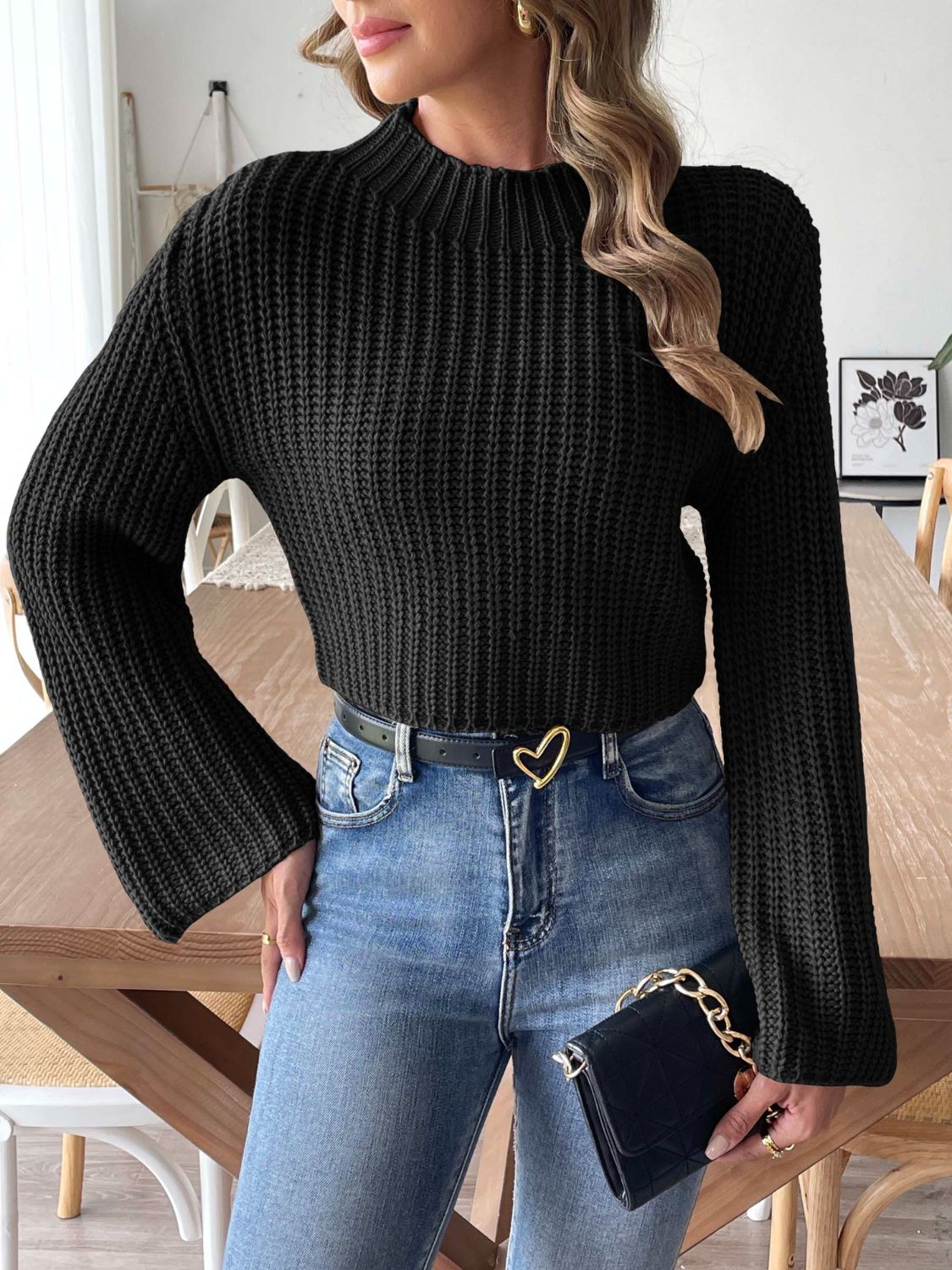 Nina | Long-sleeved sweater with stand-up collar