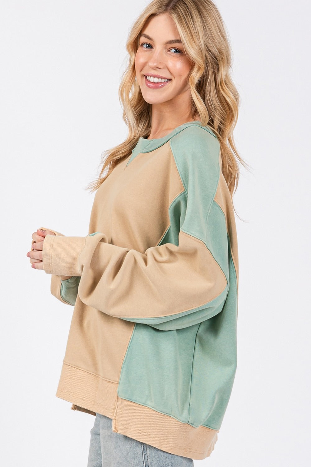 Perla | SAGE + FIG color block crew neck sweatshirt
