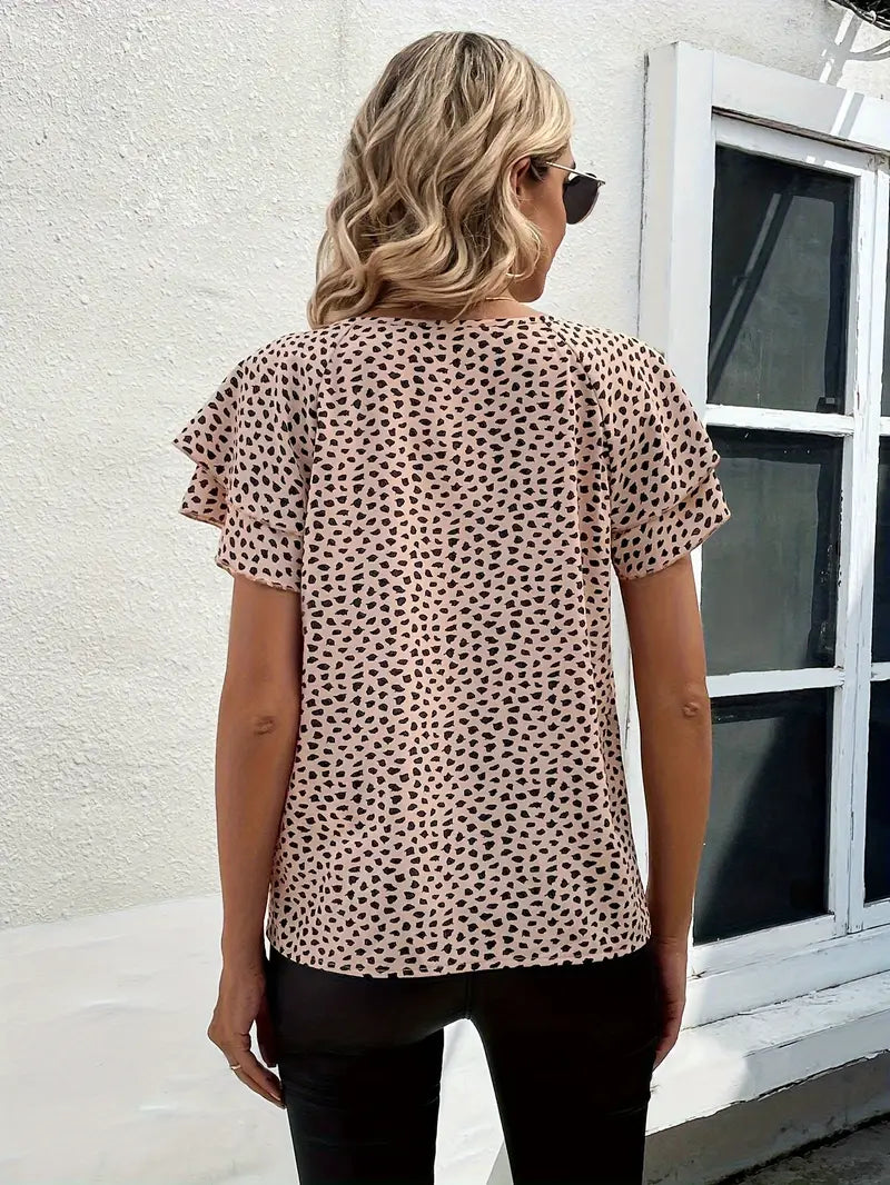 Mirna® | Blouse With All-Over Print And Ruffle Trim