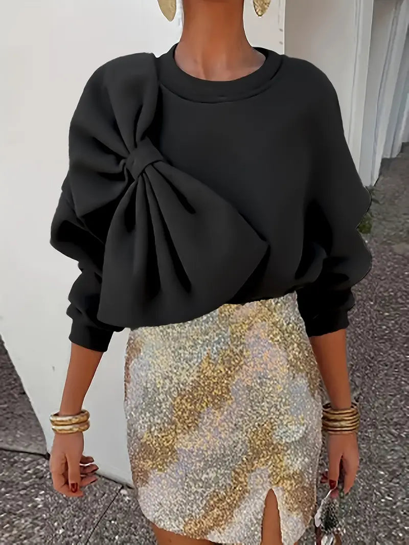 Nicole® | Oversized Cotton Sweater With Bow