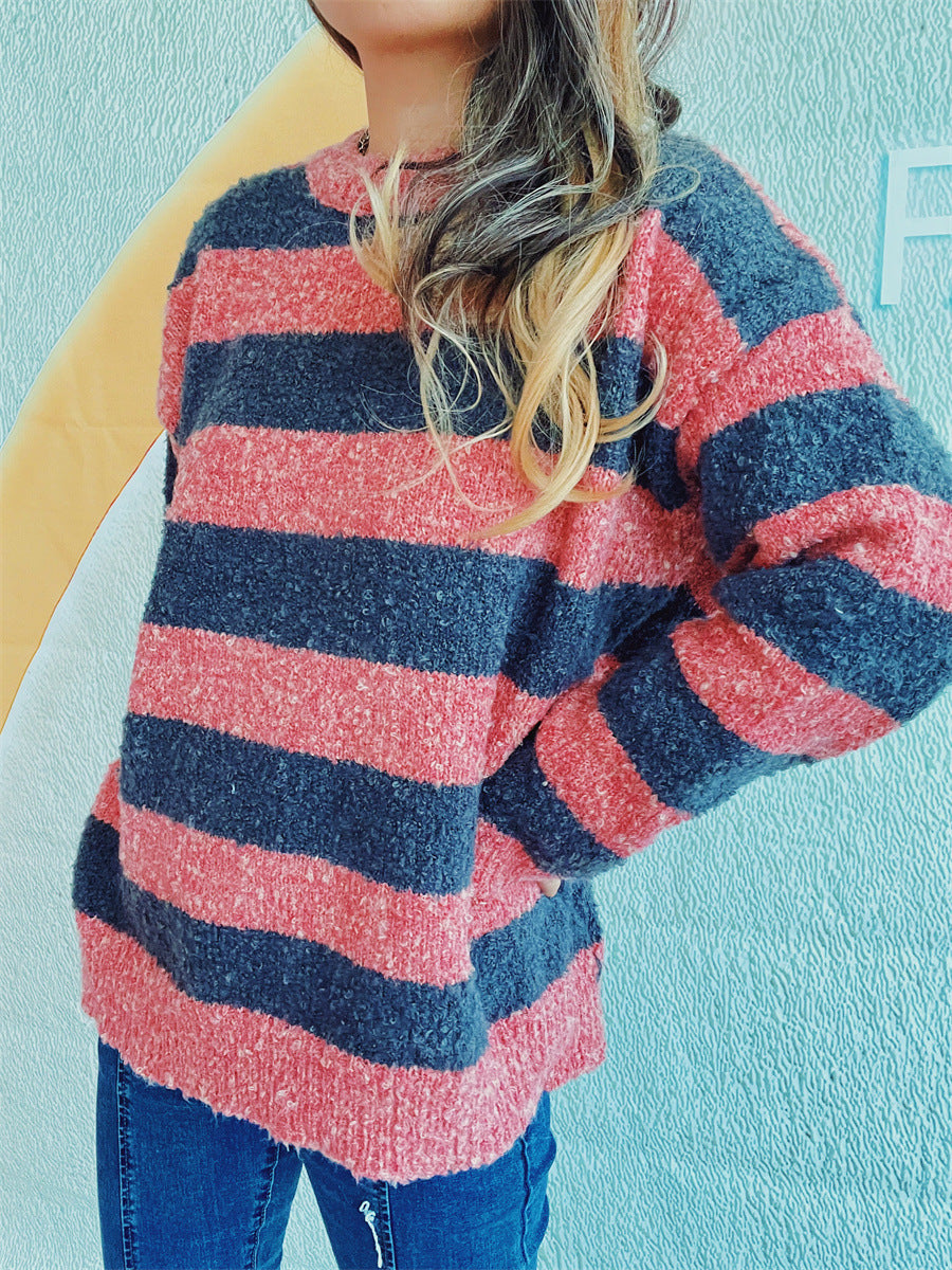 Katja | Striped long-sleeved sweater with a crew neck
