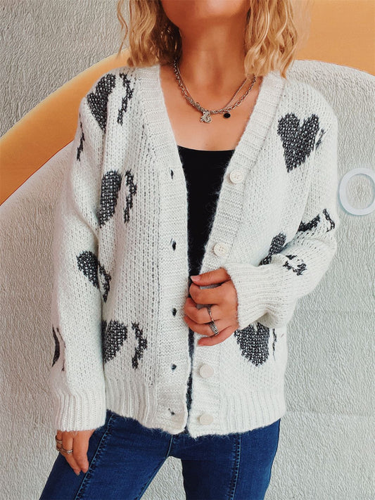 Marlies | Long-sleeved cardigan with heart buttons