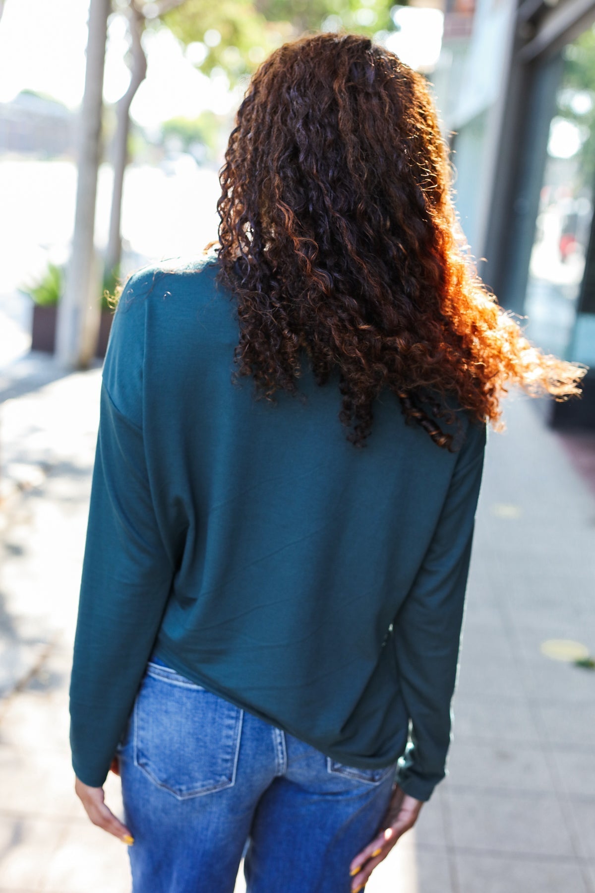 Tereza | Game Day Forest Green Sequin Terry Top with Football Patch