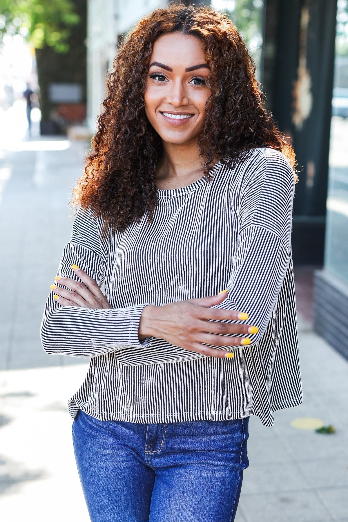 Hedwig | Hello beautiful black ribbed dolman sweater top