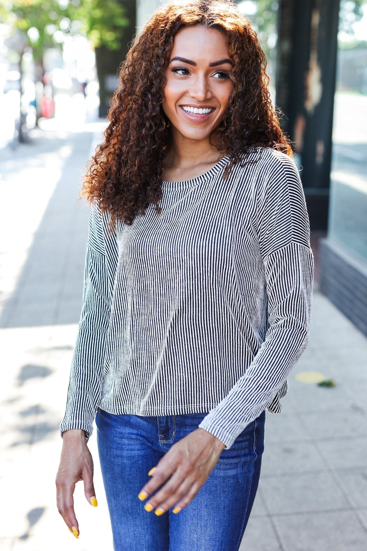 Hedwig | Hello beautiful black ribbed dolman sweater top
