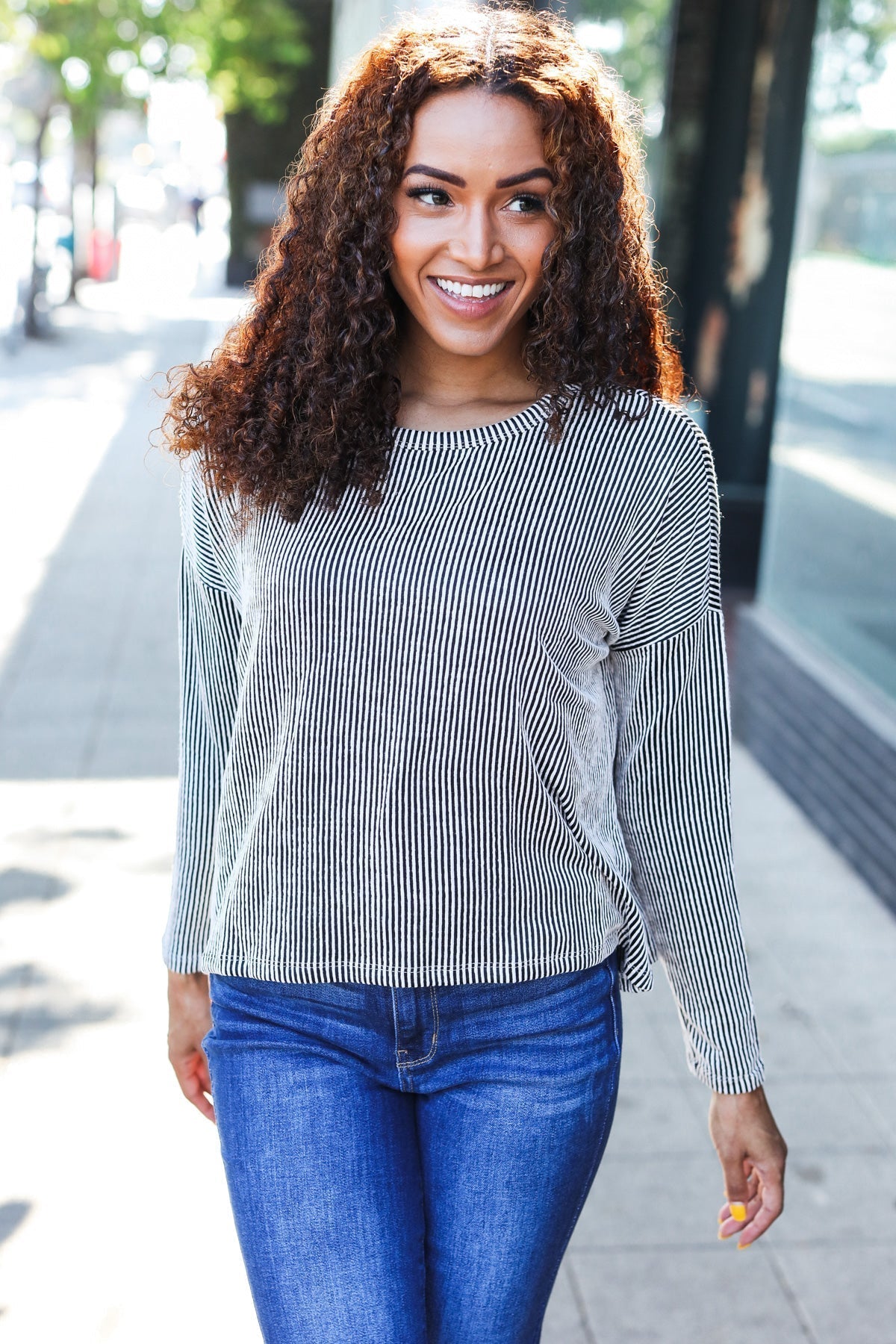 Hedwig | Hello beautiful black ribbed dolman sweater top