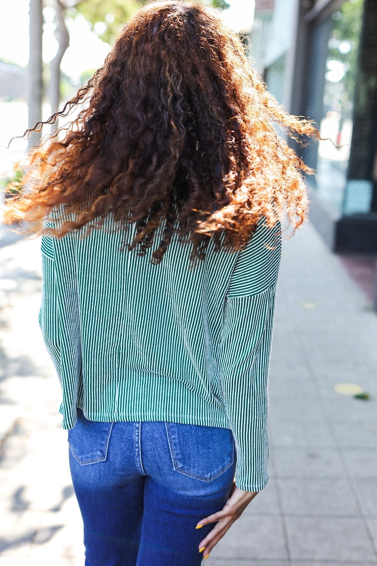 Francisca | Hello beautiful green ribbed dolman crop top