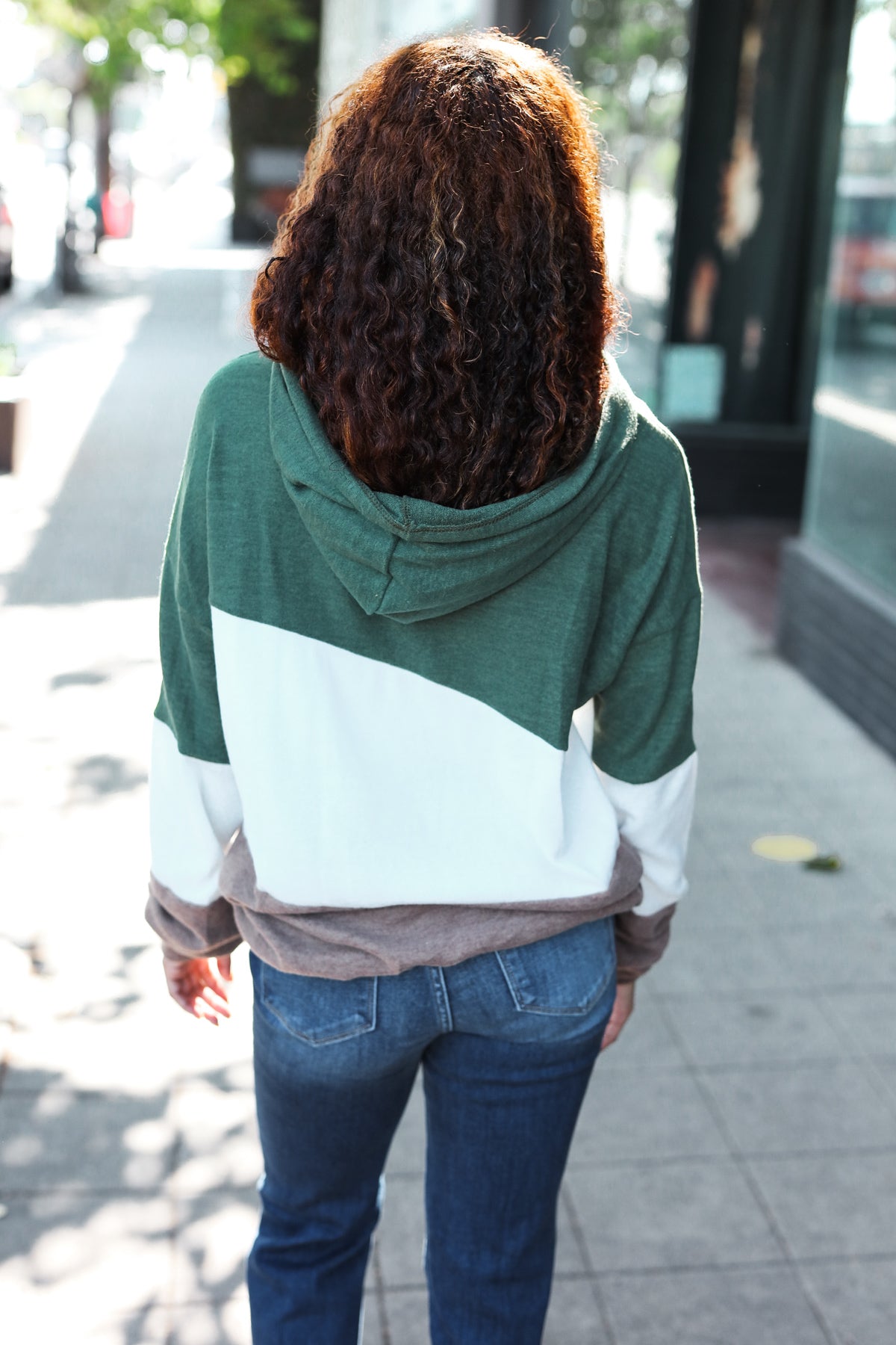 Lilli | Feeling Joyful Olive and Ivory Color Block Hacci Knit Hoodie