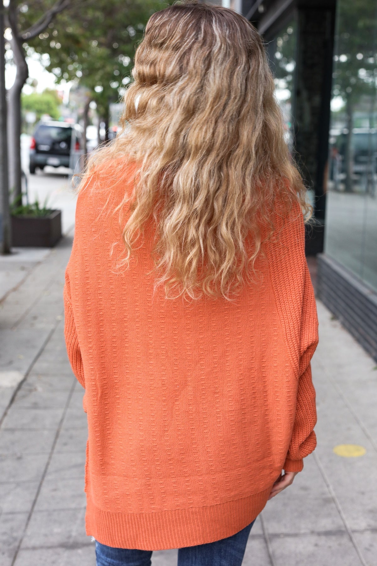Vanessa | Autumn Vibes Pumpkin Asymmetrical Knit Sweater