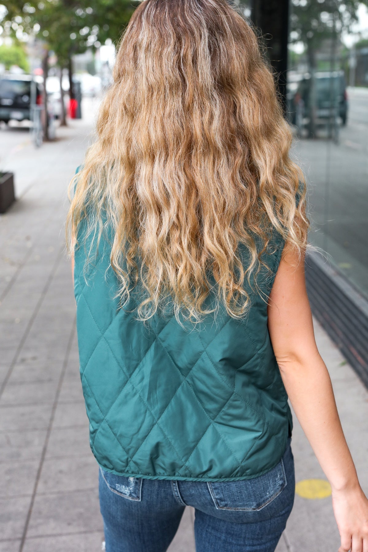 Jeanette | Weekend Ready quilted vest in hunter green with snap fasteners