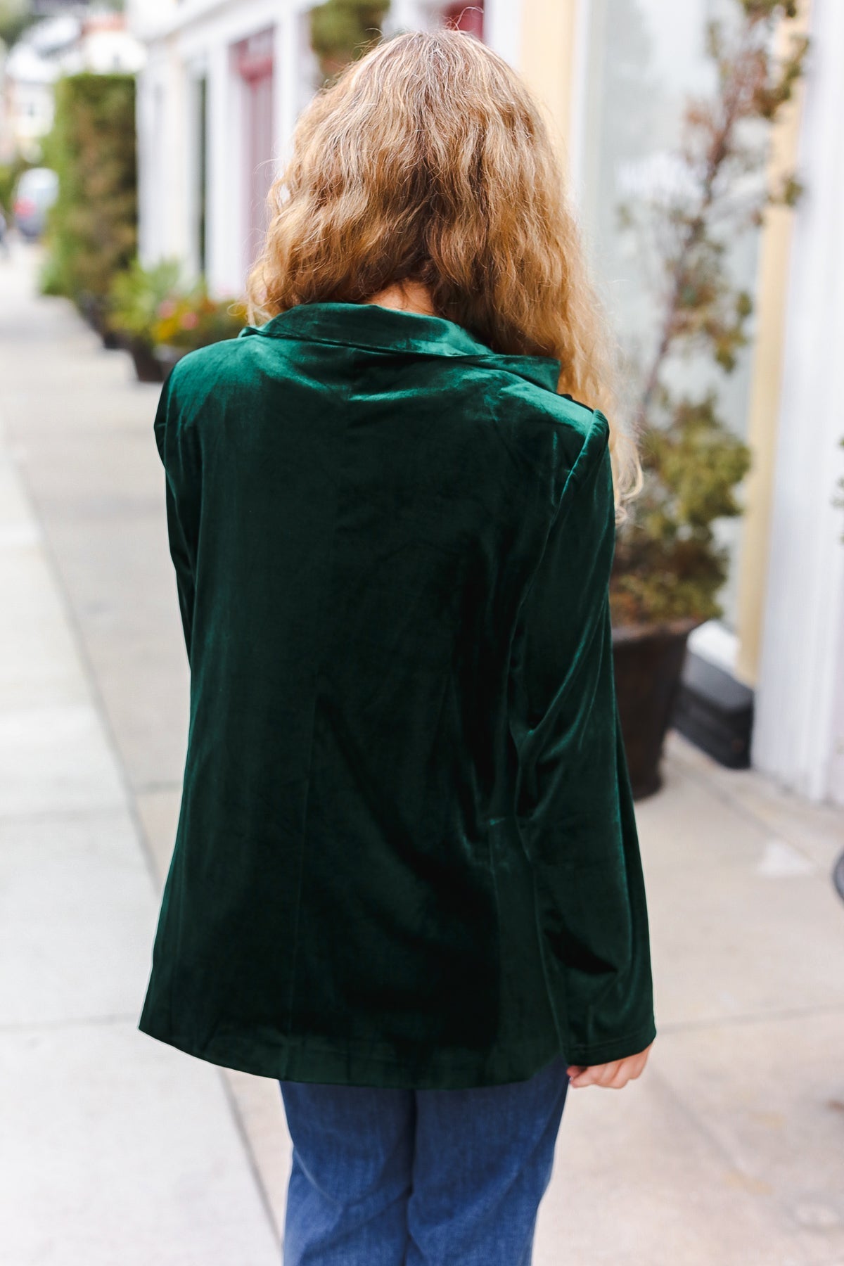 Patricia | Hunter Green velvet lapel blazer