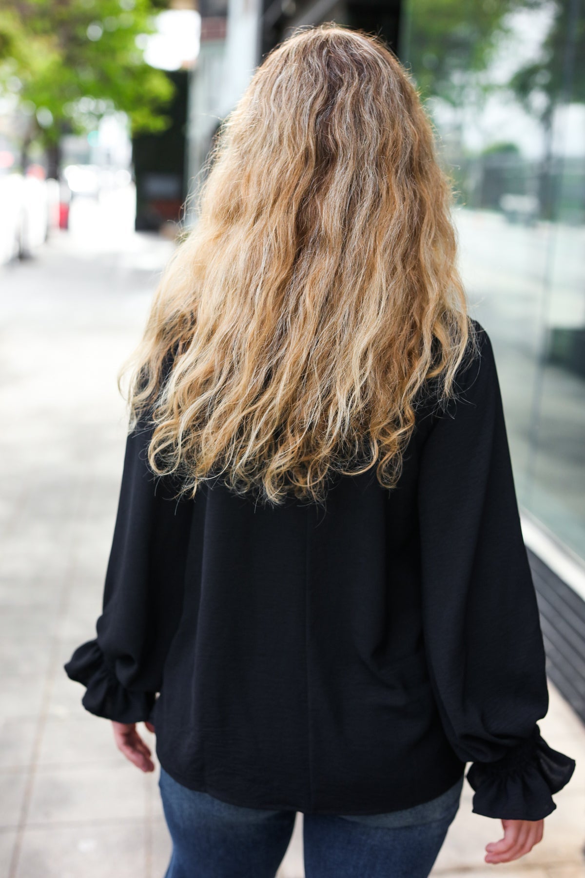 Tatiana | Hello beautiful black smocked woven top with bubble sleeves