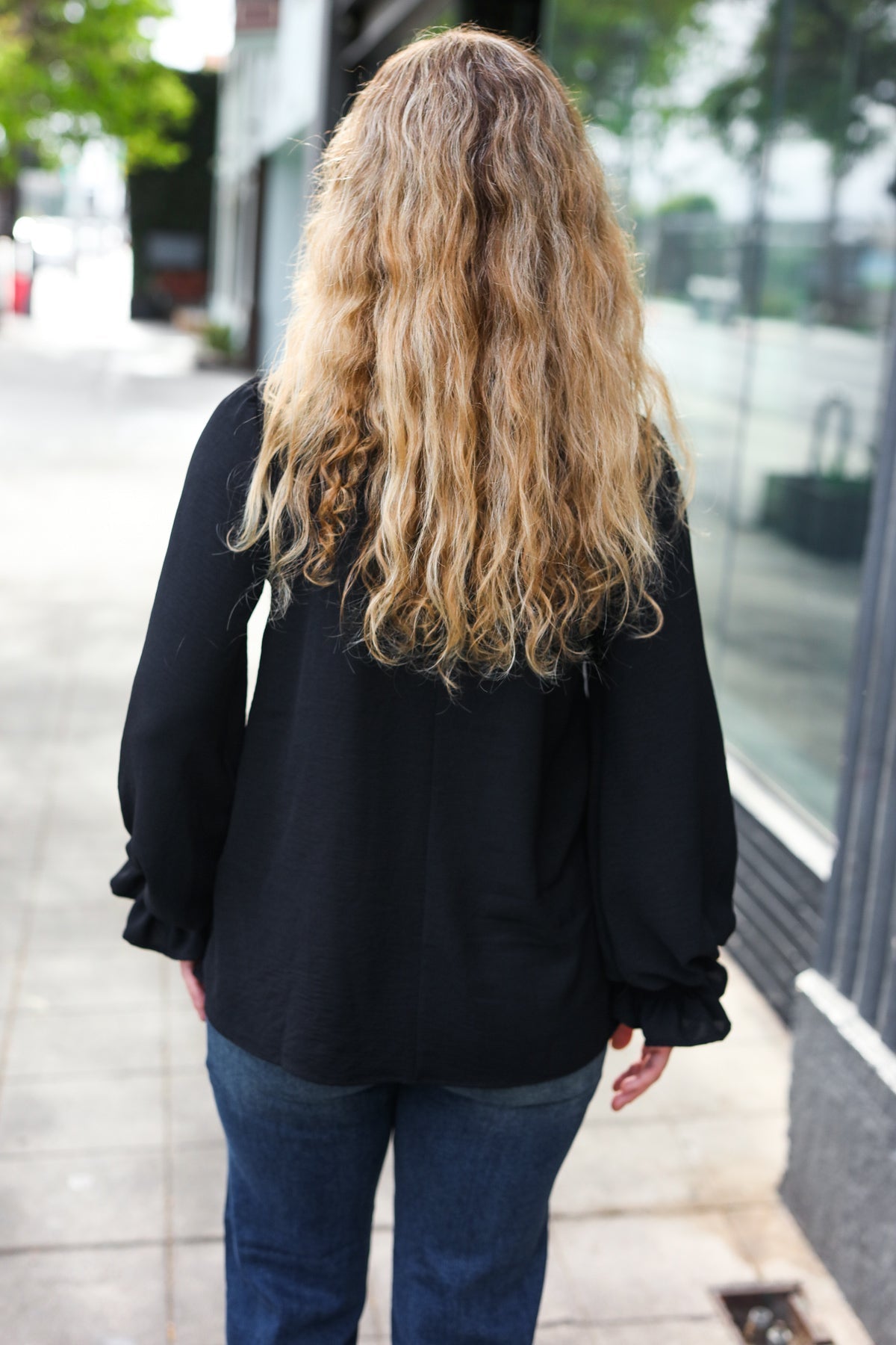 Tatiana | Hello beautiful black smocked woven top with bubble sleeves