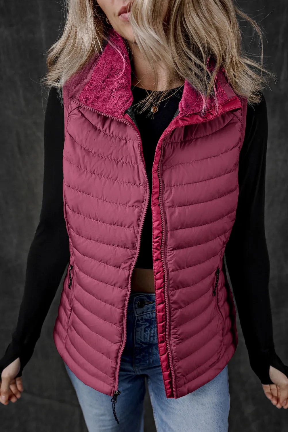 Silvia | Vest coat with zip and pockets