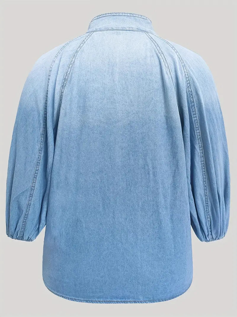 Zita® | Elegant Denim Top With A High Neck