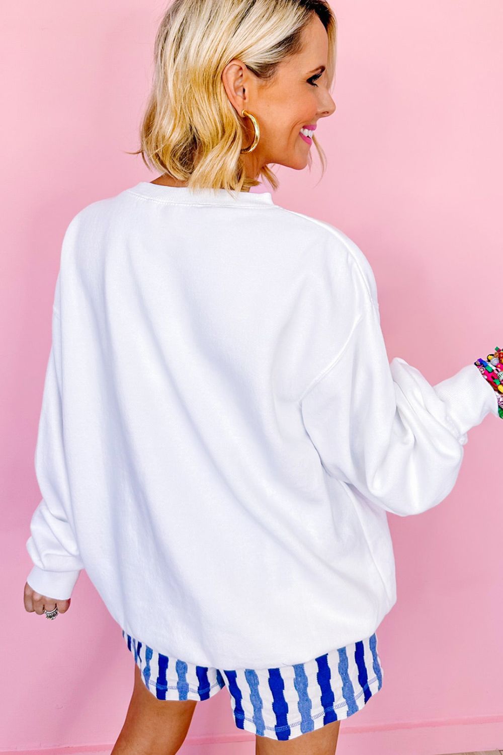 Xandra | Long sleeve crew neck sweatshirt with US flag