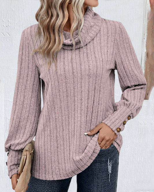 Astrid | Ribbed top with a stacked collar