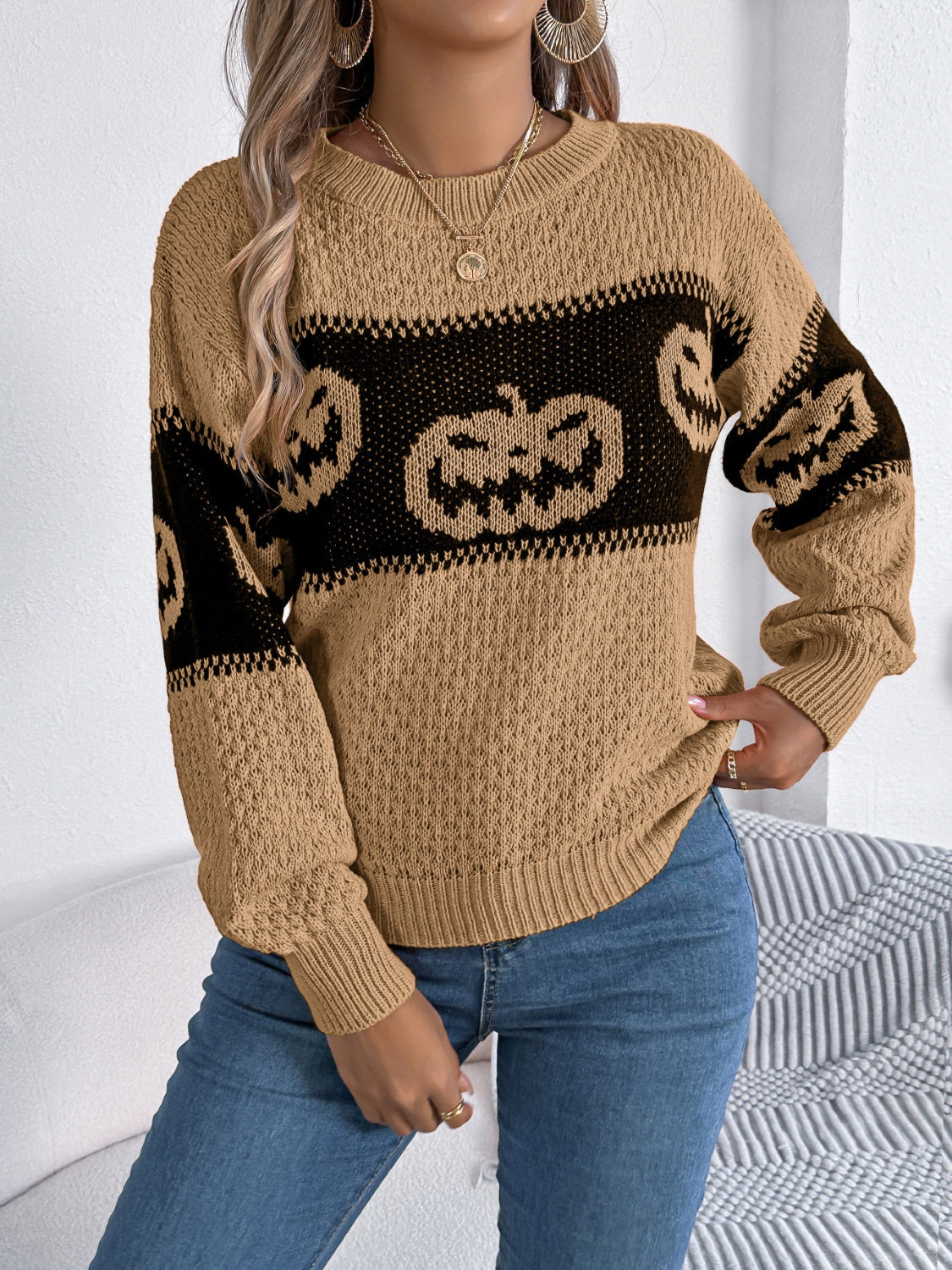 Elsa | Pumpkin long sleeve crew neck sweater
