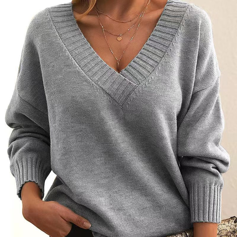 Georgina | Cozy ribbed V-neck sweater
