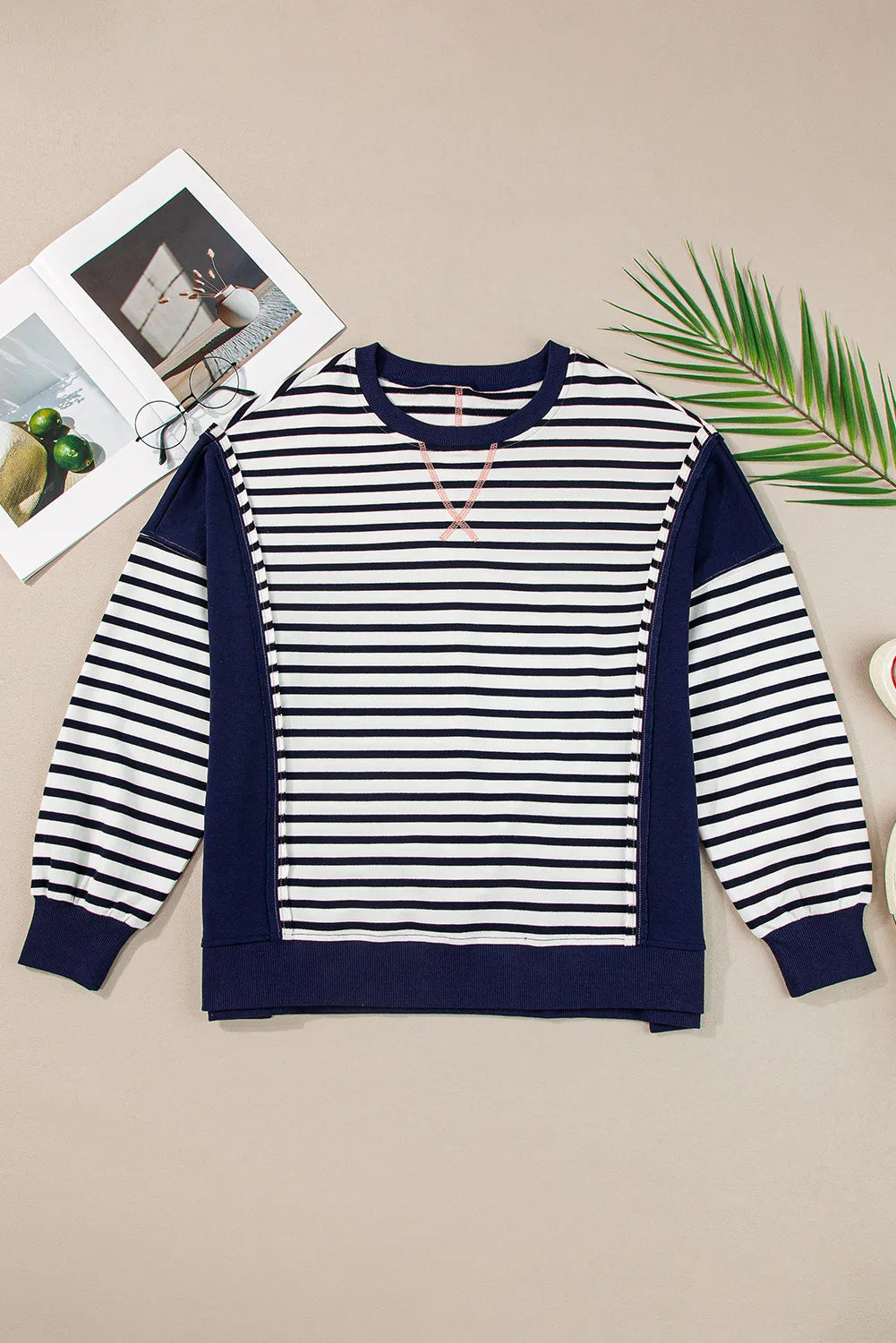Vera | Striped long-sleeved crew neck sweatshirt