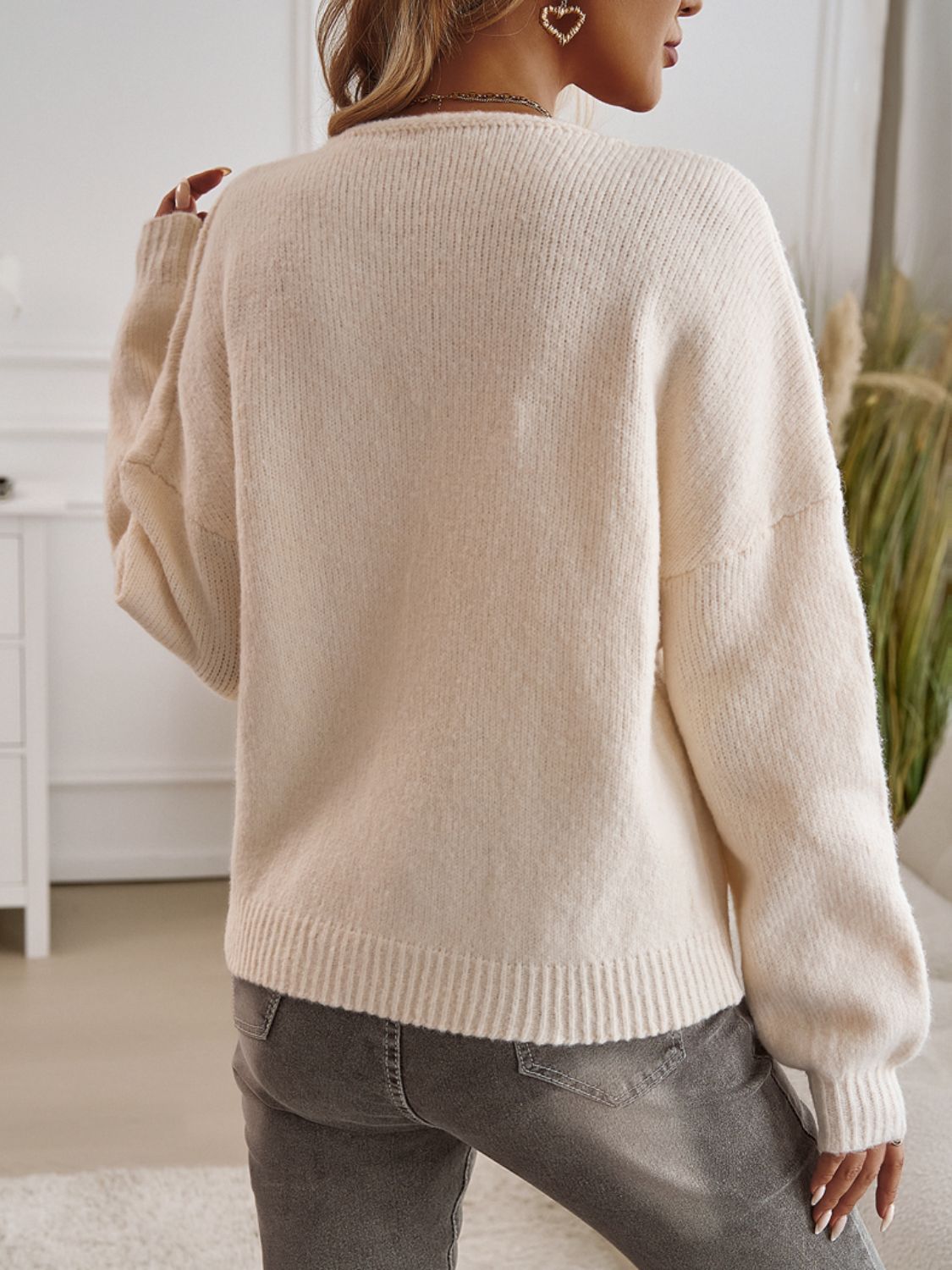 Nina | Cardigan with dropped shoulders and tied crew neck