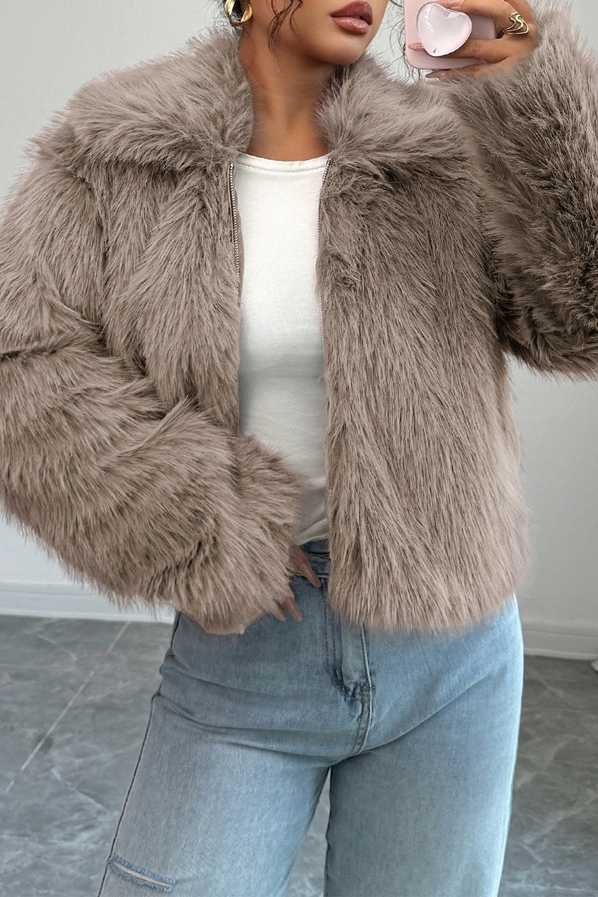 Plush Long Sleeve Elegant Maxi Coat