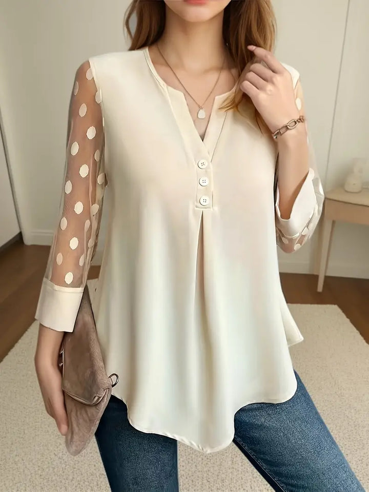 Erika® | Timelessly Elegant Plain Blouse With Button Closure At The Front