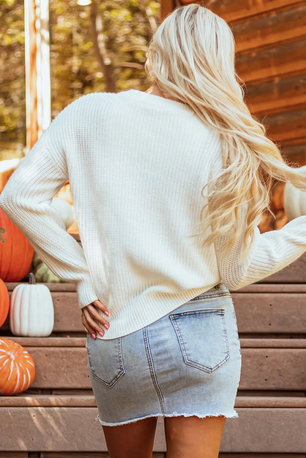 Hildegard | Long-sleeved sweater with pumpkin embroidery