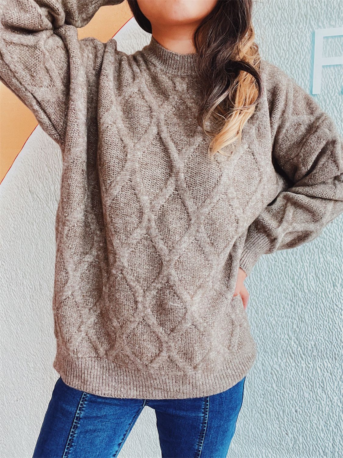 Laura | Diamond sweater with a crew neck and long sleeves