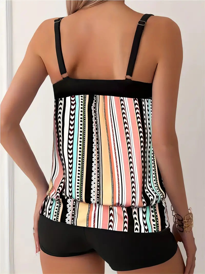 Libby® | Striped Tankini With Print