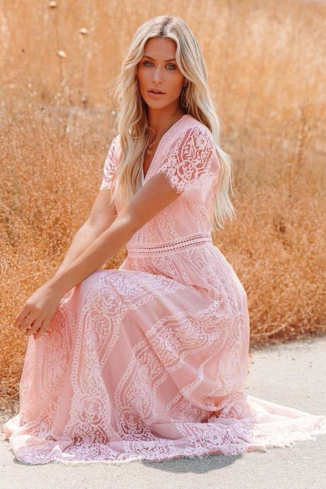 Sheer V Neck Bodycon Maxi Dress
