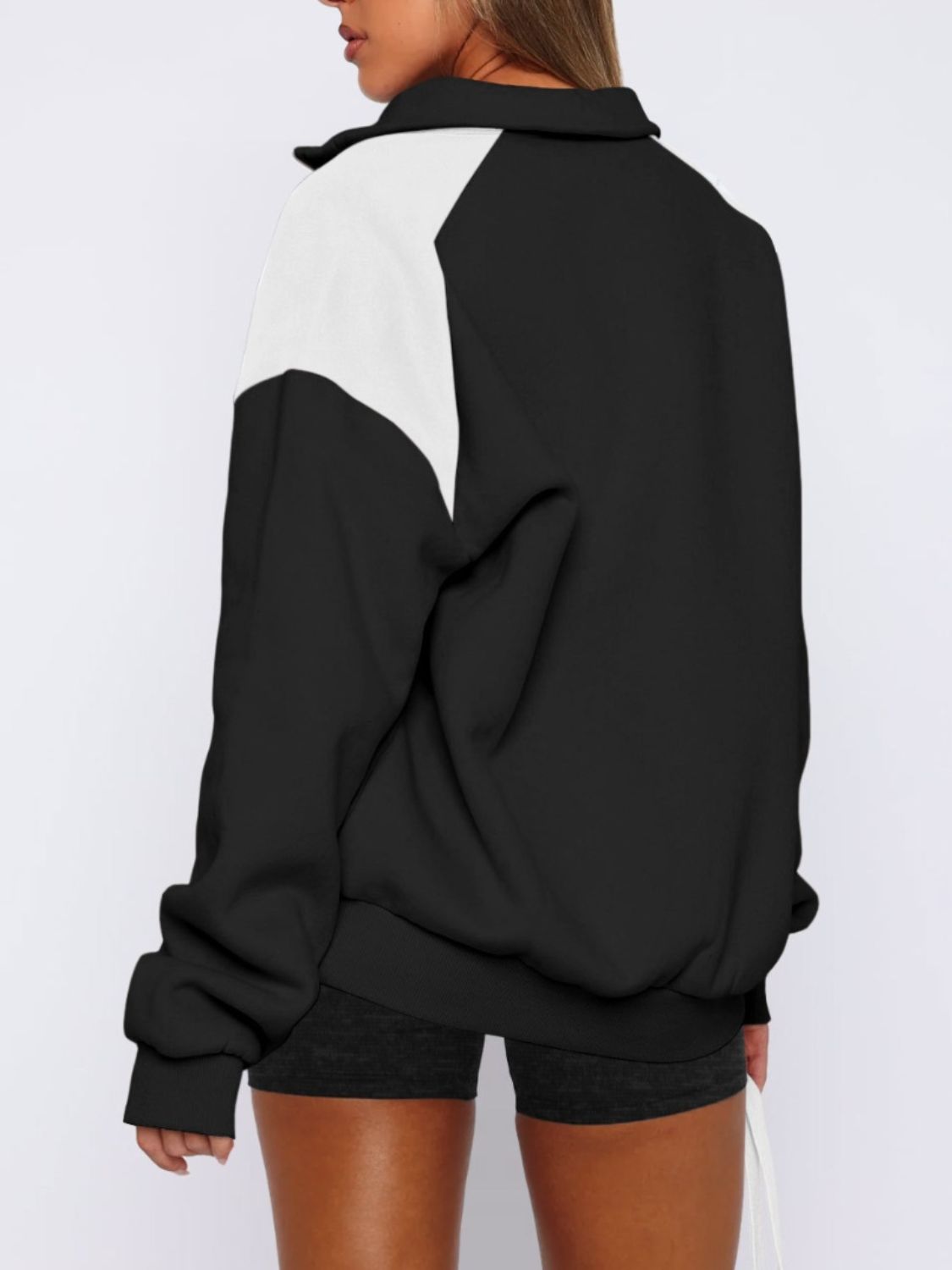 Regine | Long sleeve sweatshirt with contrast quarter zip