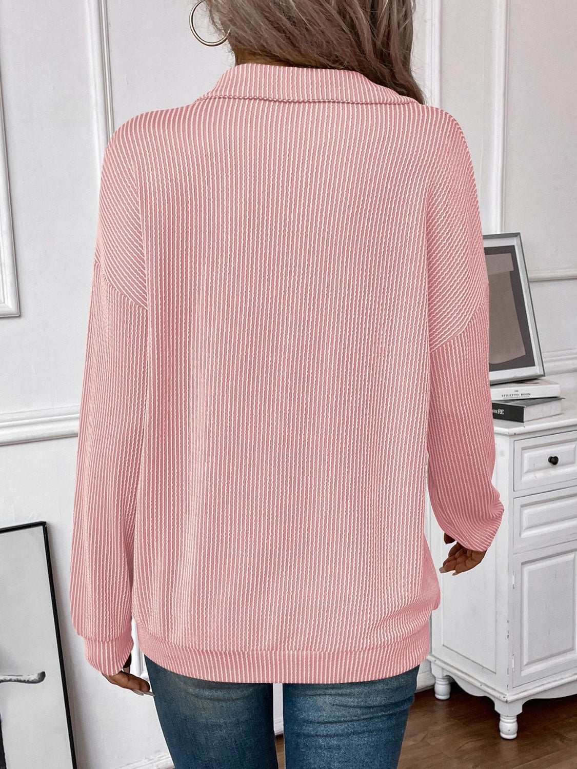 Josefina | Double Take striped long sleeve half zip t-shirt