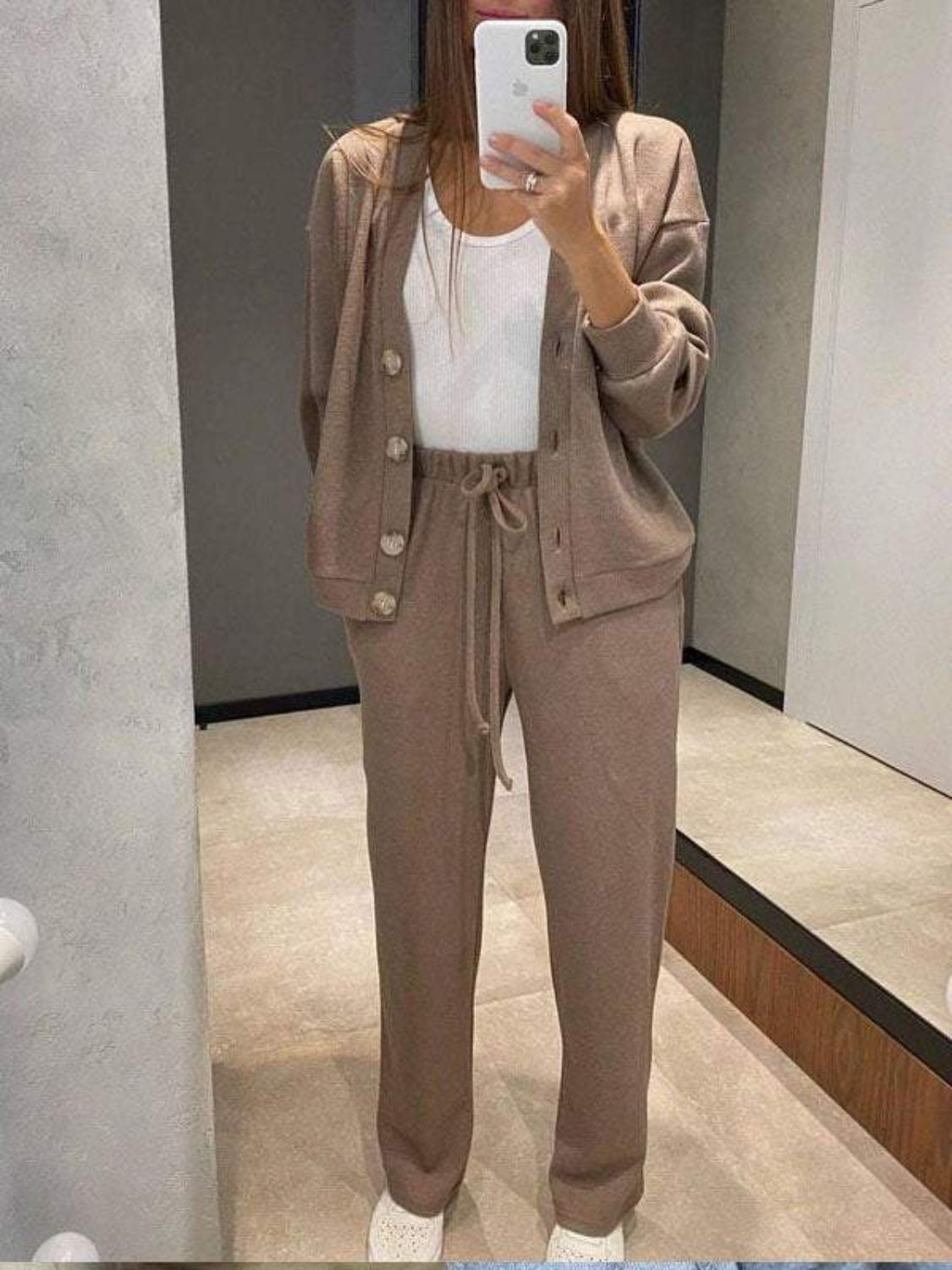 Hedwig | Full size button down long sleeve top and pants set