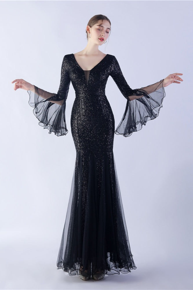 Sequin Ruffled Mesh Party Dress