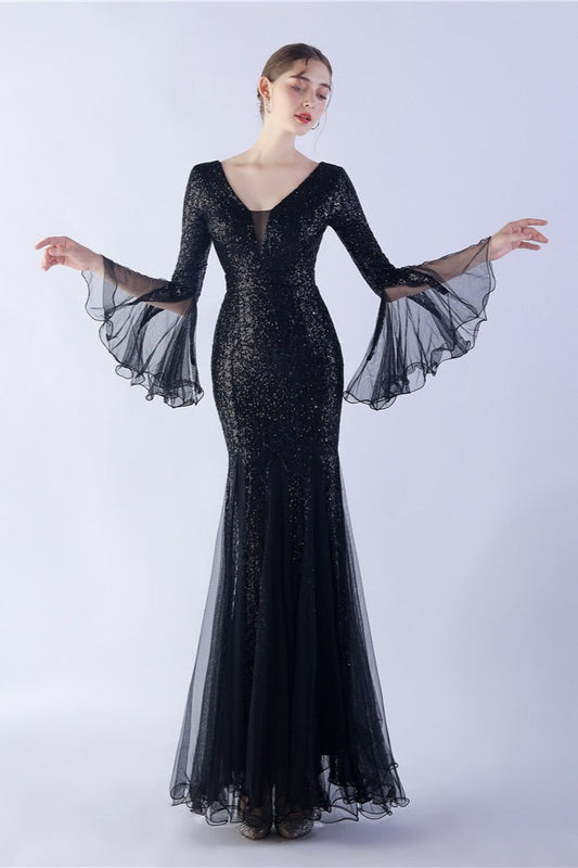 Sequin Ruffled Mesh Party Dress