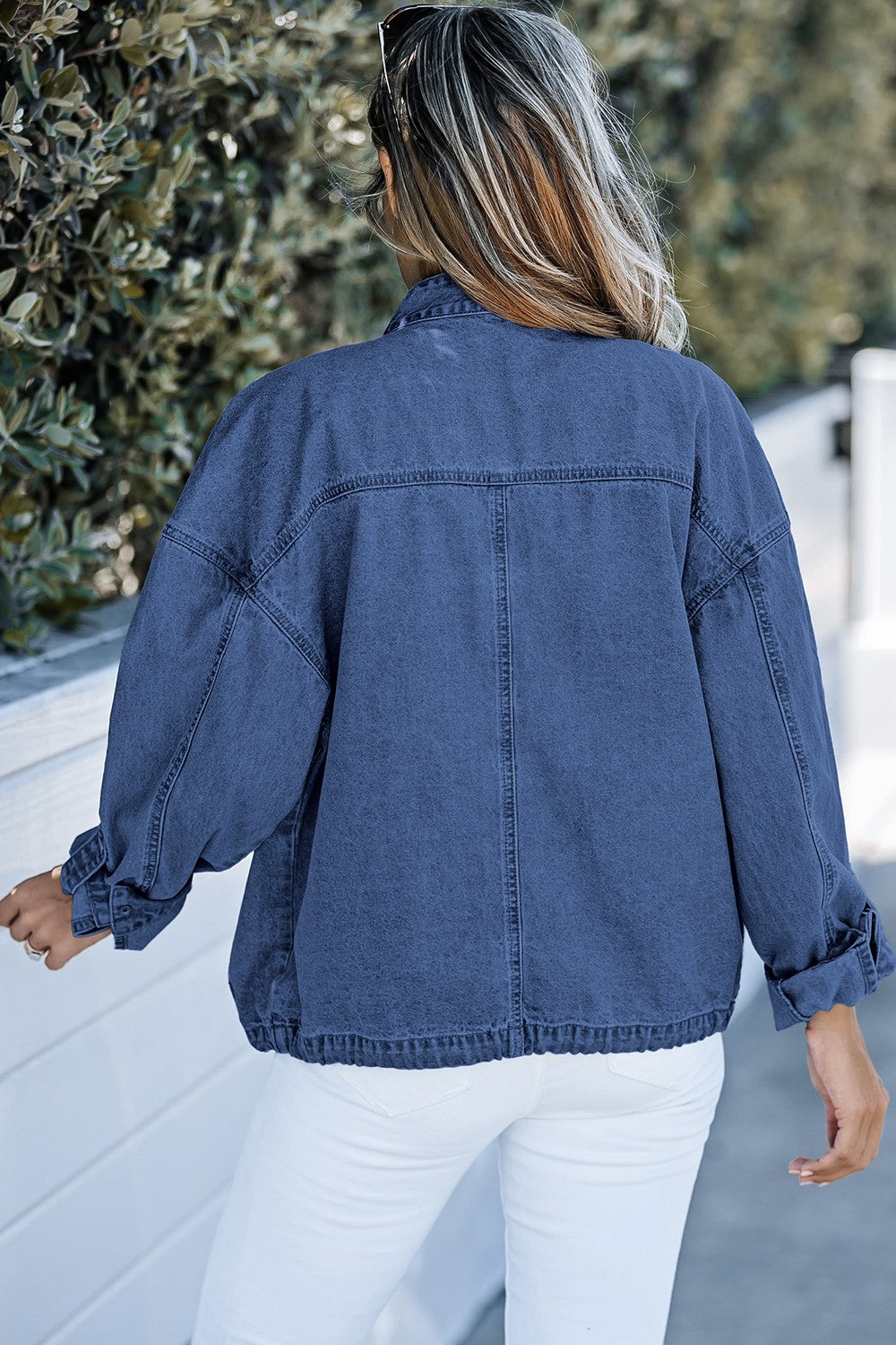 Ramona | Long sleeve denim top with snap fasteners