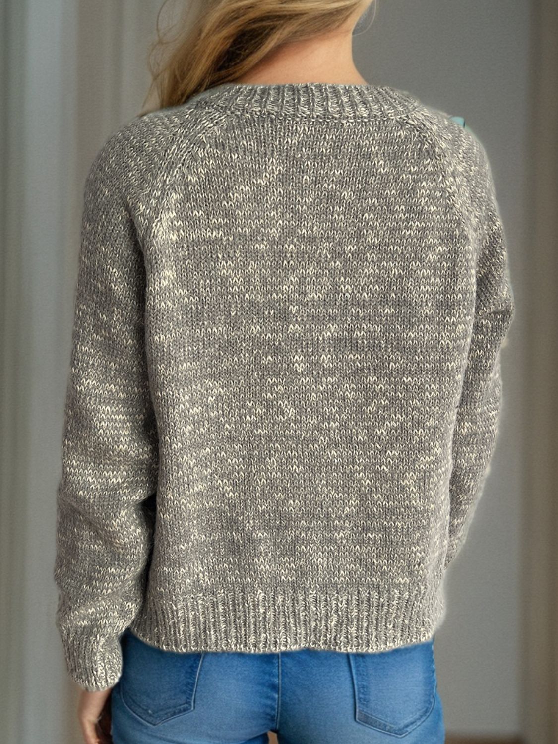 Irina | Mottled long-sleeved cardigan with button placket