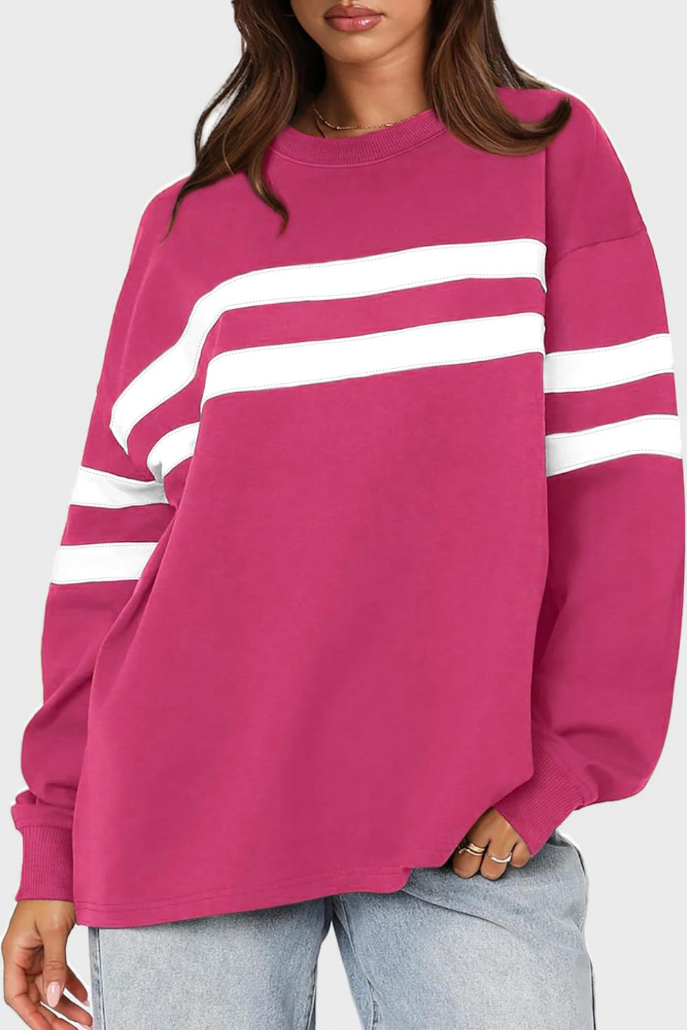 Sandra | Lovelet striped sweatshirt with a crew neck and dropped shoulders