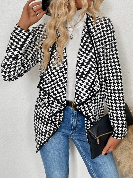 Greta | Houndstooth jacket with long sleeves and an open front