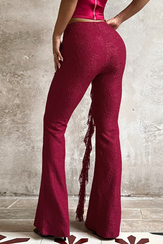Sexy Lace Ribbon Wide Leg Fashion Pants