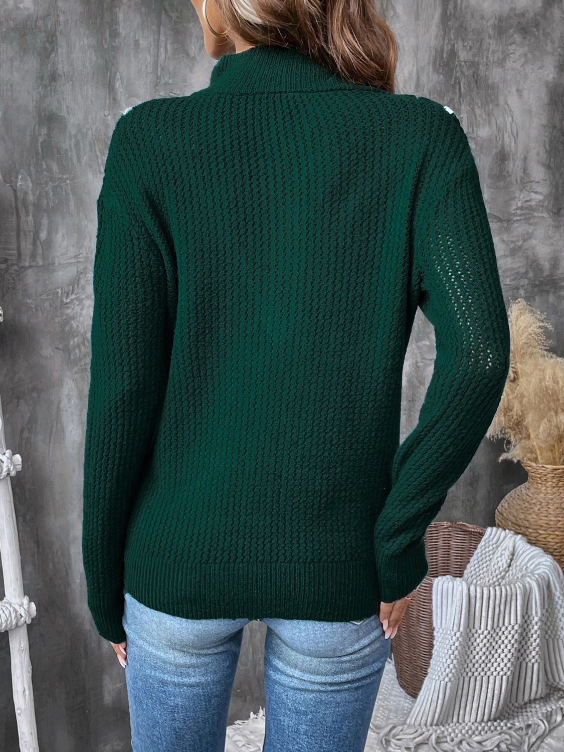 Dagmar | Perfee contrast half zip long sleeve sweater