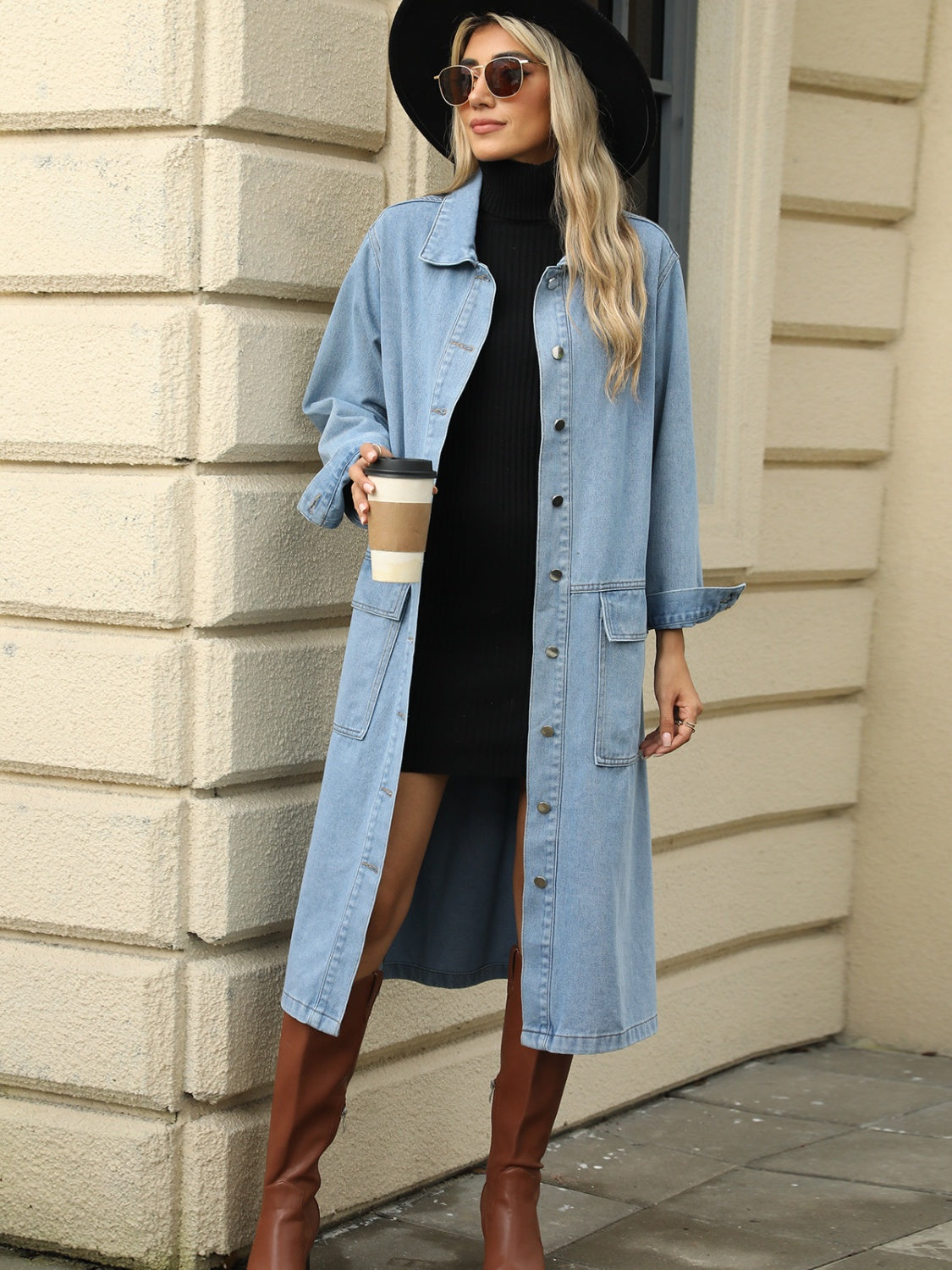Marianna | Denim jacket with pockets and button placket and collar