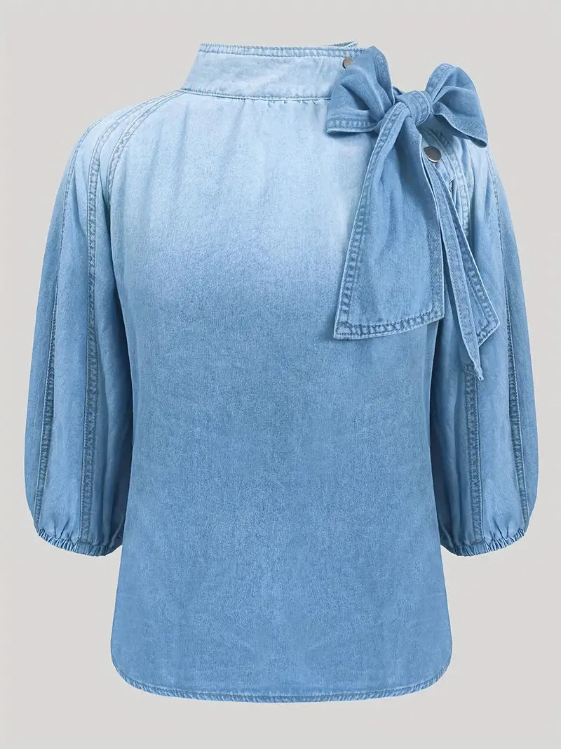 Zita® | Elegant Denim Top With A High Neck
