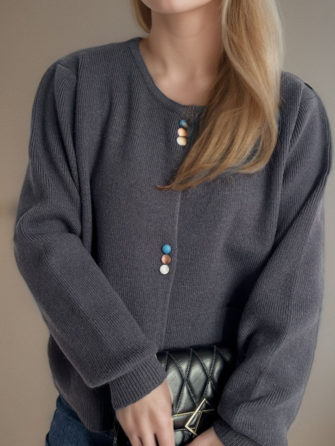 Eulalia | Long sleeve cardigan with buttons and pockets