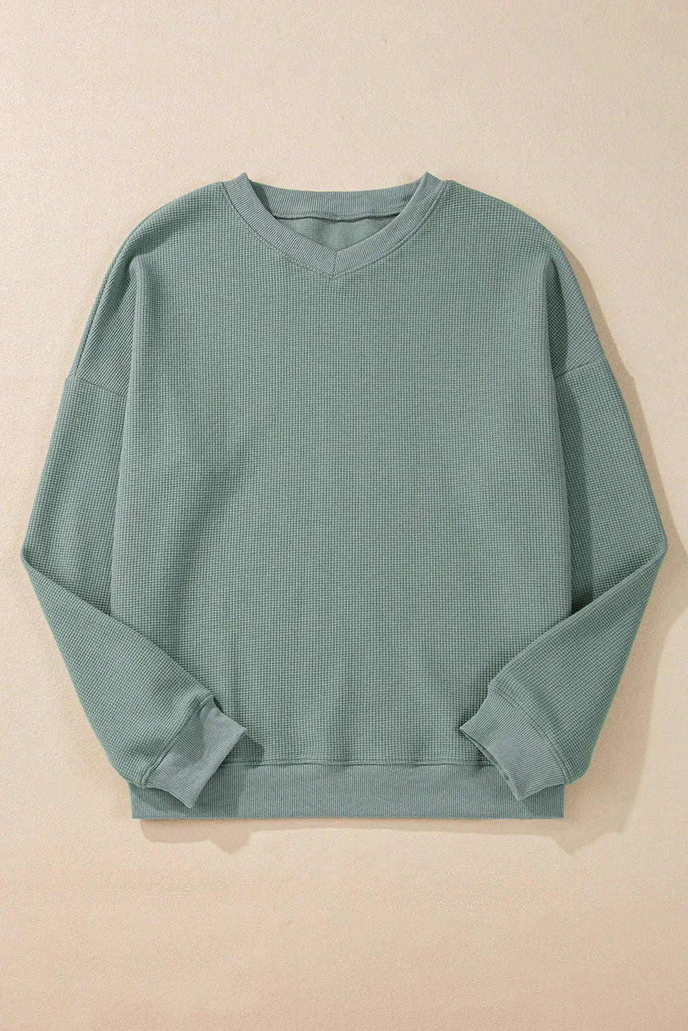 Avelina | Waffle knit top with long sleeves and dropped shoulders
