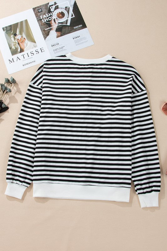 Mia | Striped oversized crew neck sweatshirt with color block design